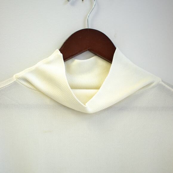 Vintage Cream Tall Mock Neck Long Sleeve Top Size Large - Picture 3 of 5